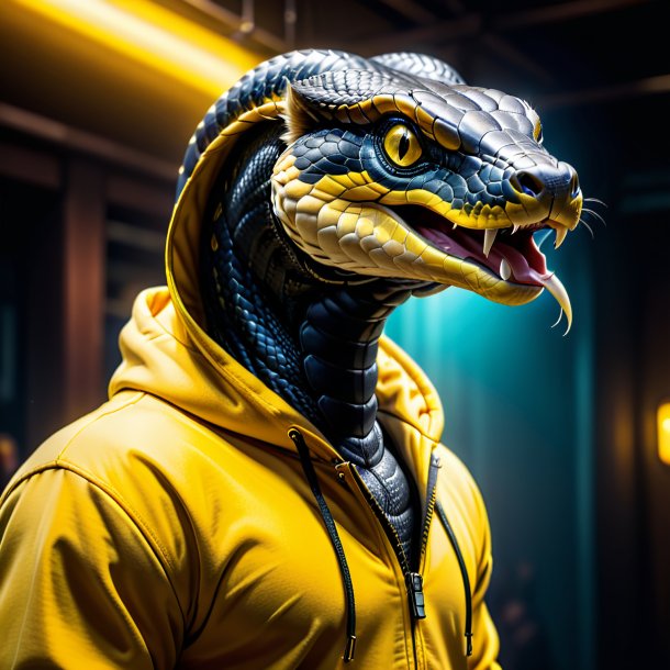 Pic of a king cobra in a yellow hoodie