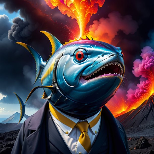 Image of a tuna in a coat in the volcano