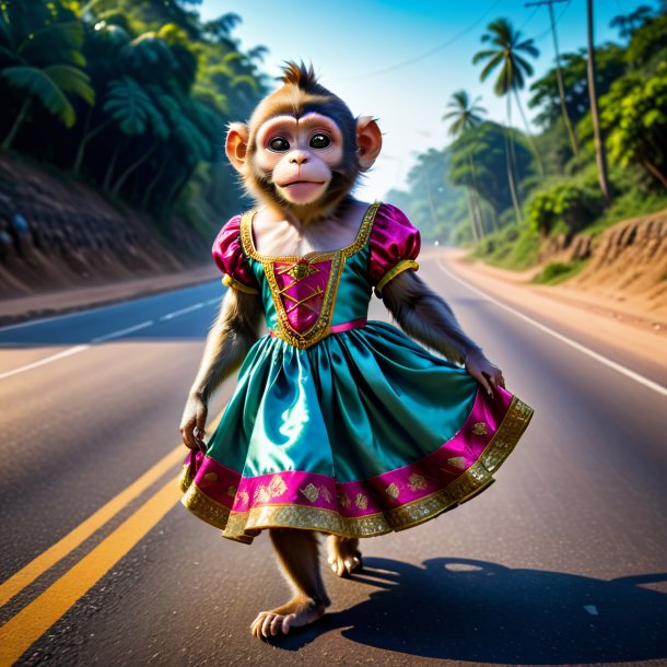 Imagem de um macaco em um vestido na estrada