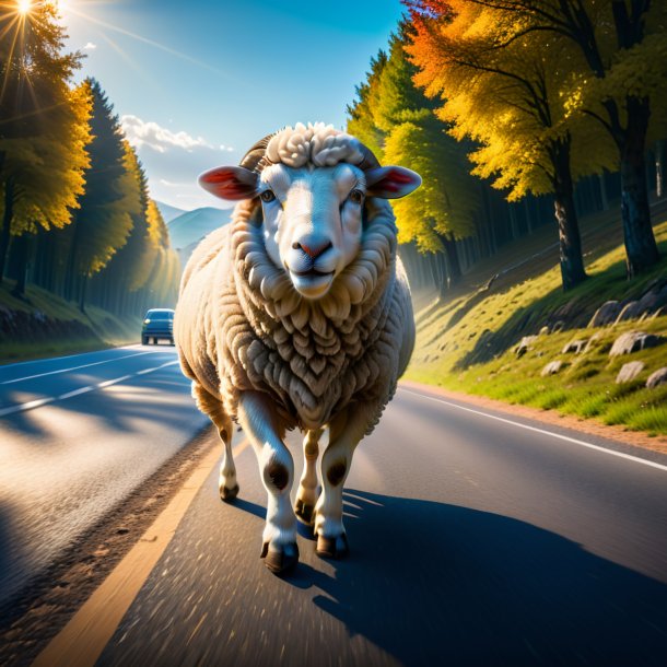 Pic of a threatening of a sheep on the road