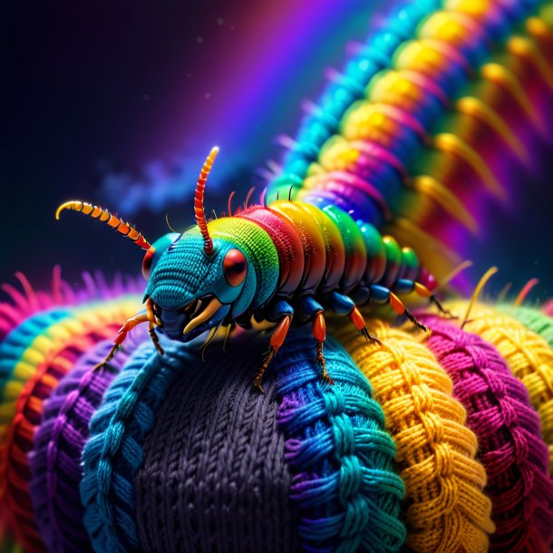 Image of a centipede in a sweater on the rainbow