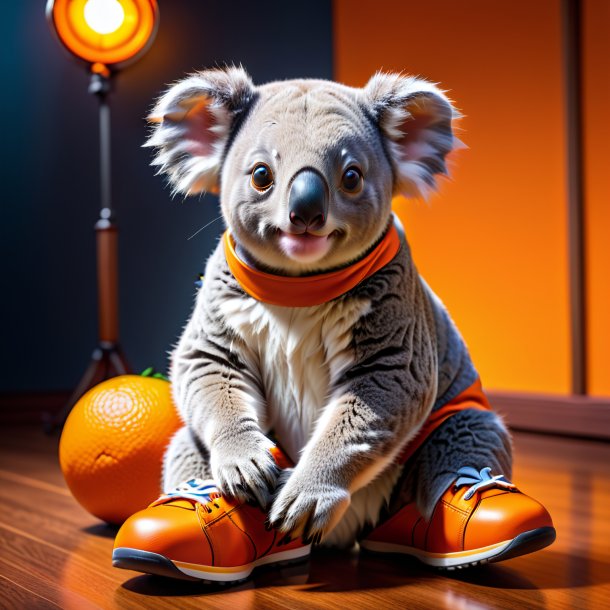 Pic of a koala in a orange shoes