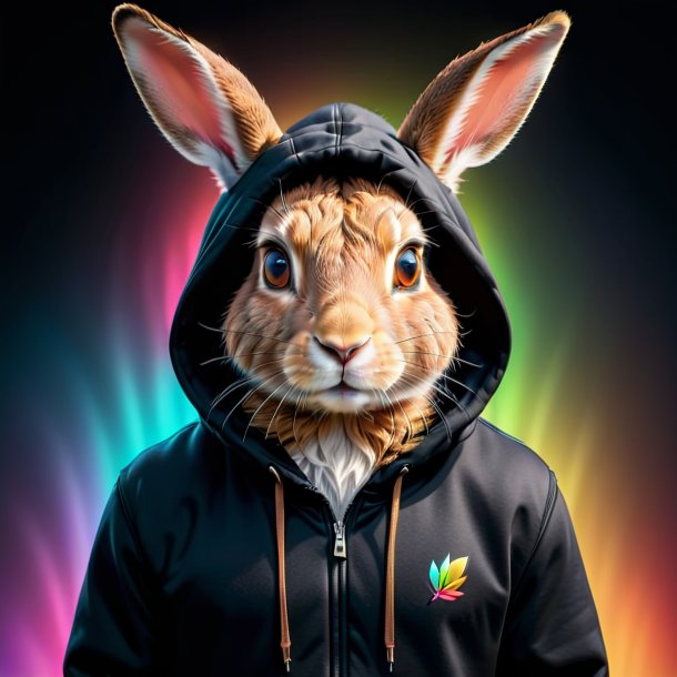 Image of a hare in a black hoodie