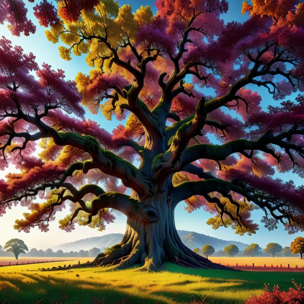 Illustration of a maroon oak
