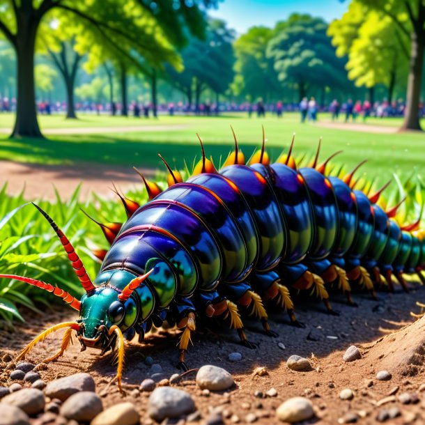 Photo of a drinking of a centipede in the park