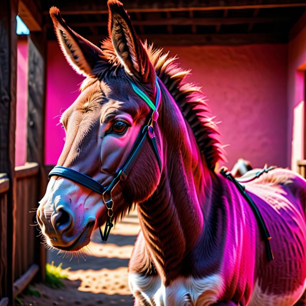 Foto de un burro de color rosa