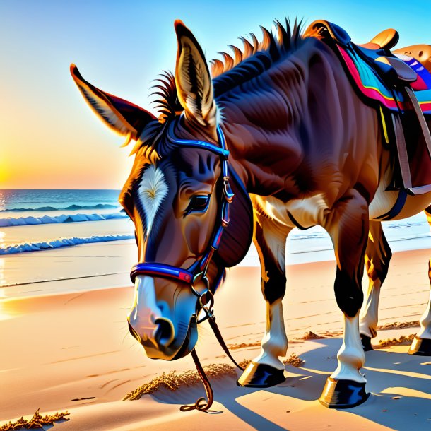 Uma mula em um sapatos na praia