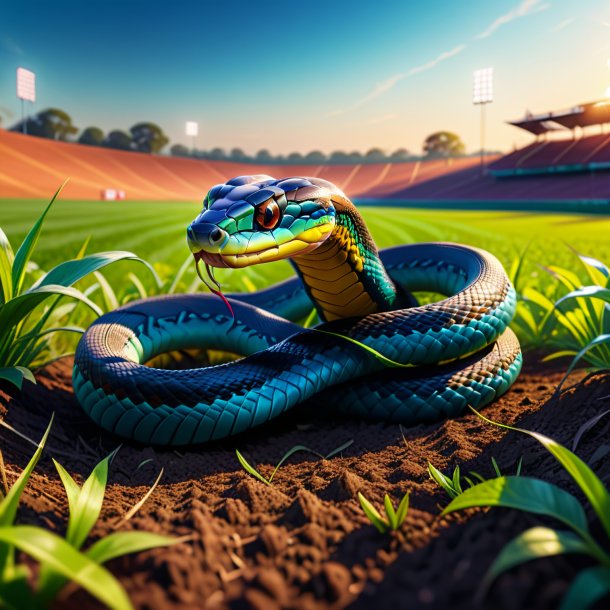 Drawing of a snake in a gloves on the field