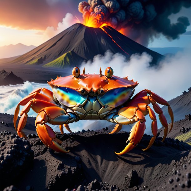 Picture of a crab in a coat in the volcano