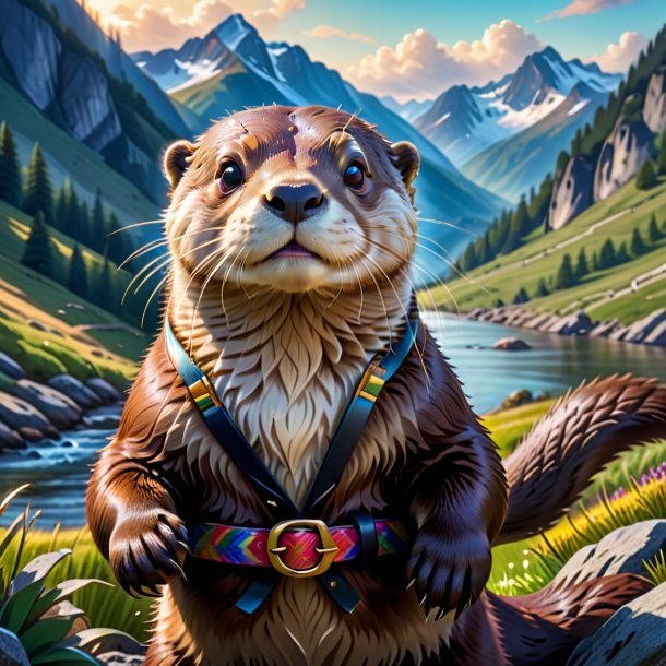 Dessin d'une loutre dans une ceinture dans les montagnes