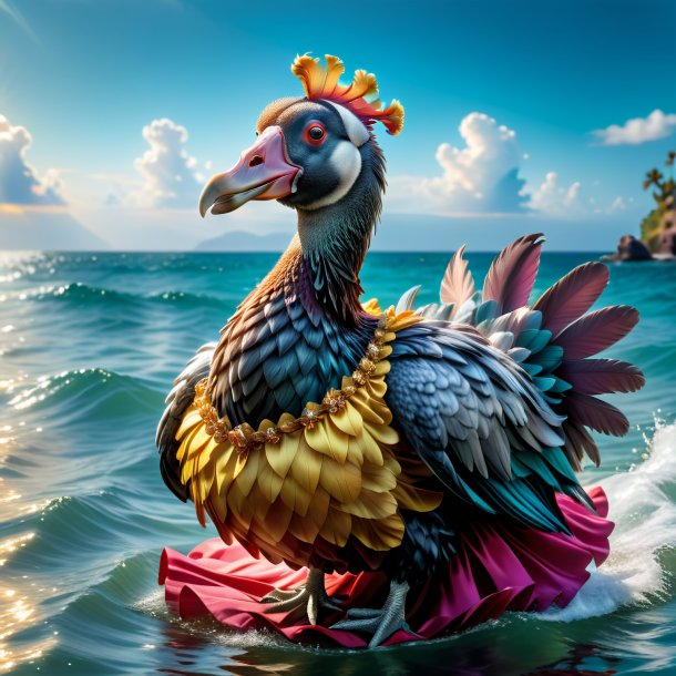 Pic d'un dodo dans une robe dans la mer