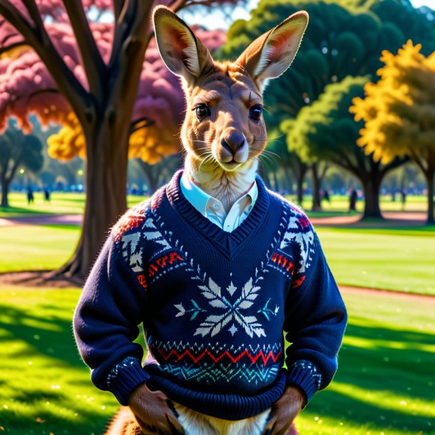 Image d'un kangourou dans un pull dans le parc