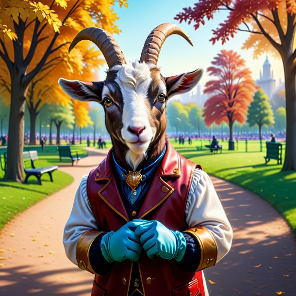 Illustration of a goat in a gloves in the park