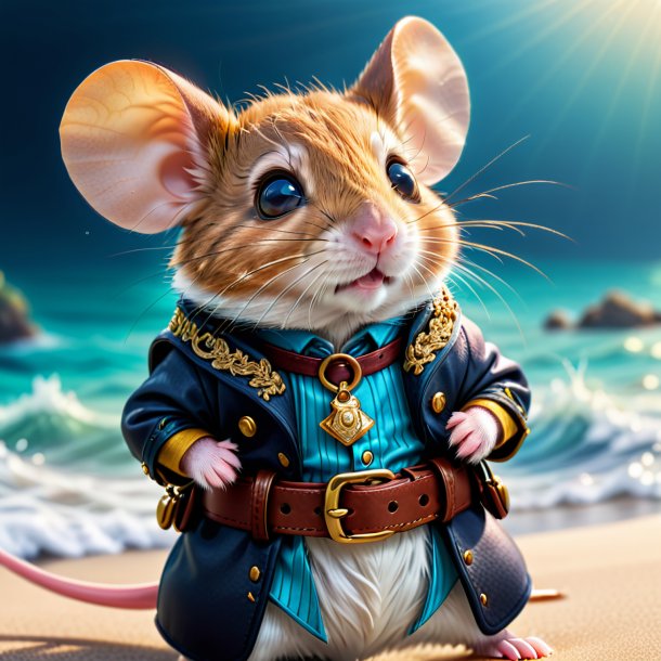 Photo of a mouse in a belt in the sea