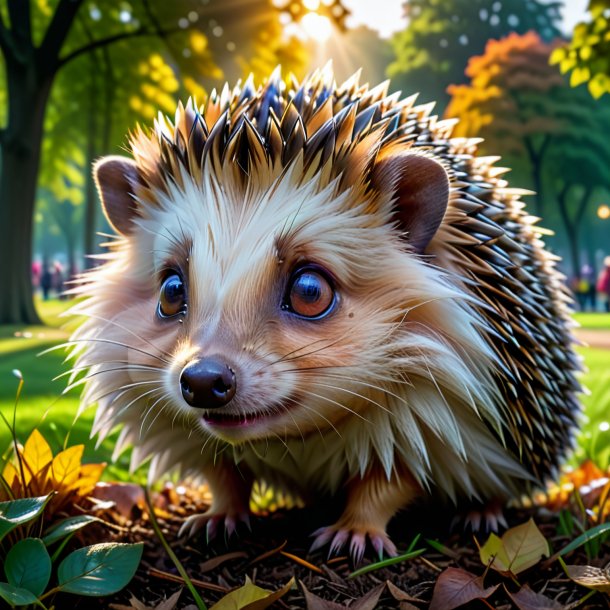 Pic of a crying of a hedgehog in the park