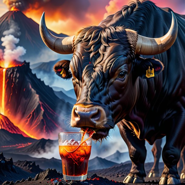 Image of a drinking of a bull in the volcano