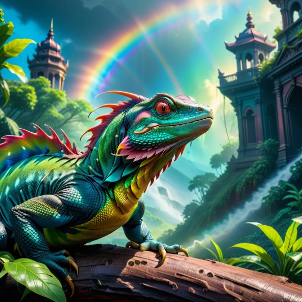 Photo of a waiting of a basilisk on the rainbow