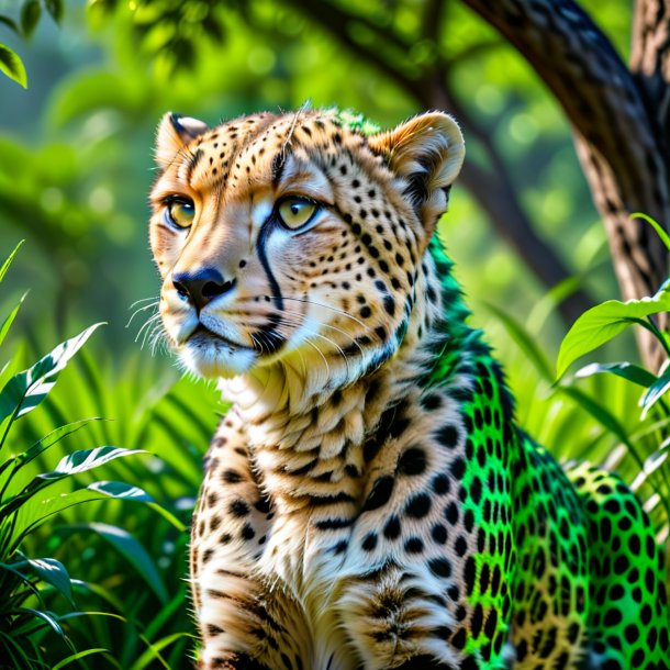 Pic d'un guépard vert d'attente