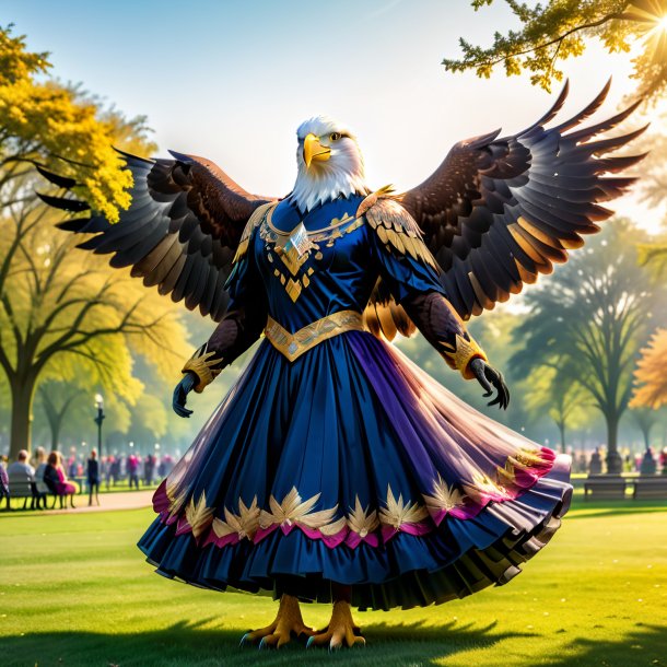 Imagen de un águila en un vestido en el parque