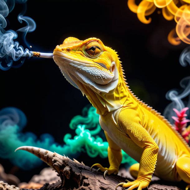 Pic of a yellow smoking lizard