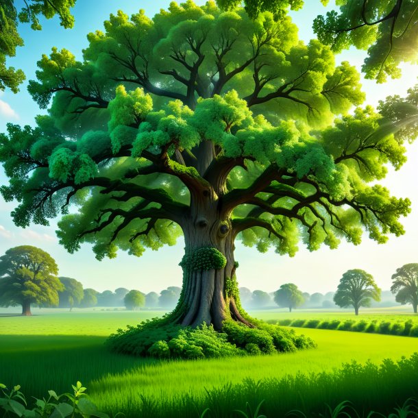 Depicting of a pea green oak