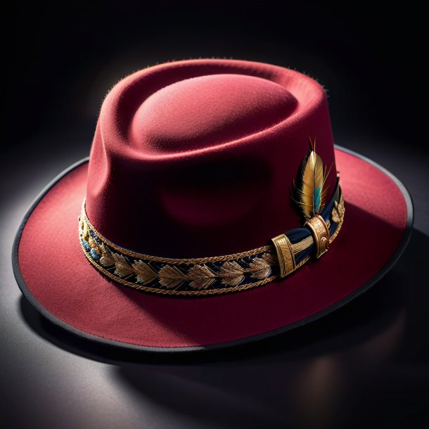 Photography of a maroon hat from stone