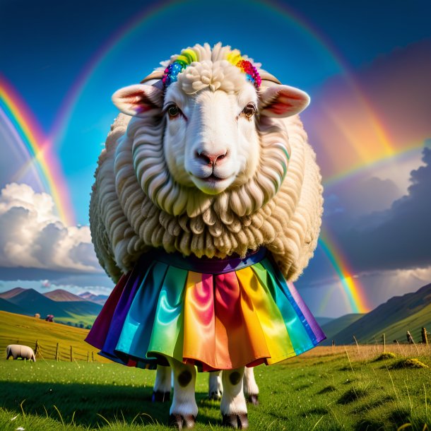 Pic of a sheep in a skirt on the rainbow