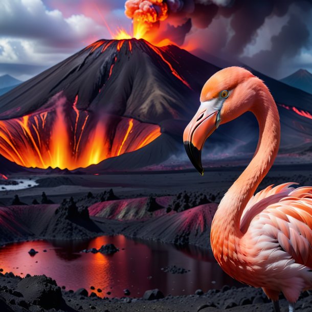 Pic of a smiling of a flamingo in the volcano