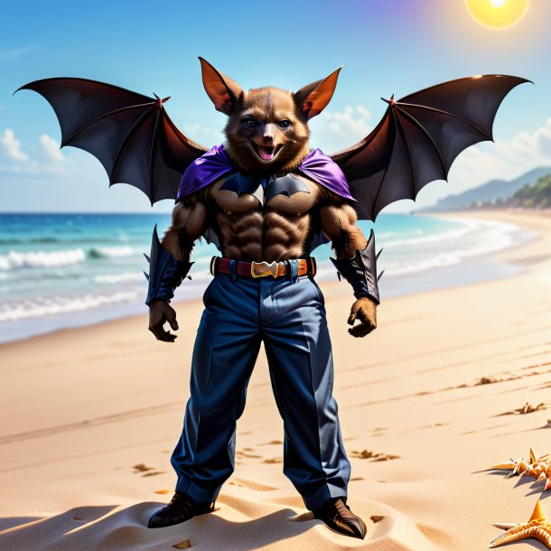 Image of a bat in a trousers on the beach