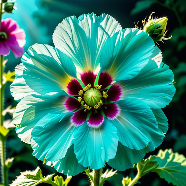 Picture of a cyan hollyhock
