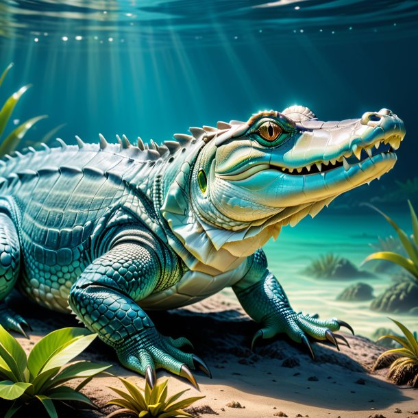 Image of a aquamarine waiting alligator