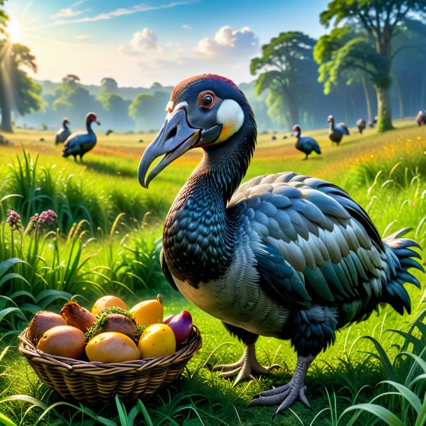 Pic of a eating of a dodo in the meadow