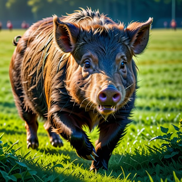 Pic of a playing of a boar on the field