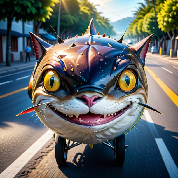 Picture of a smiling of a tuna on the road