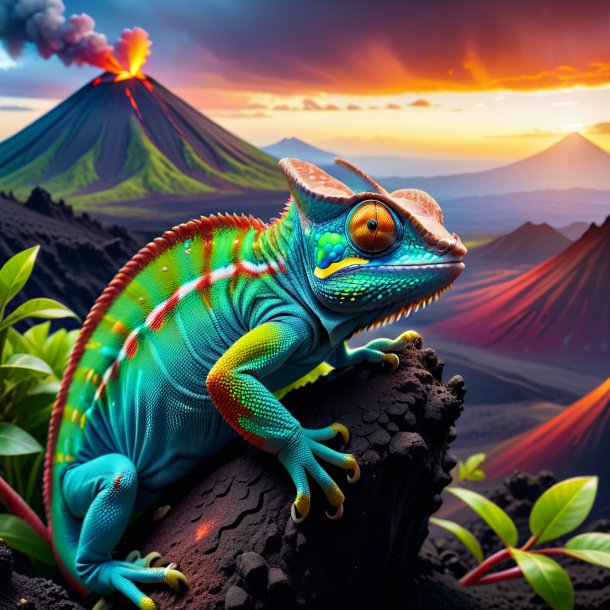 Photo d'un repos d'un caméléon dans le volcan