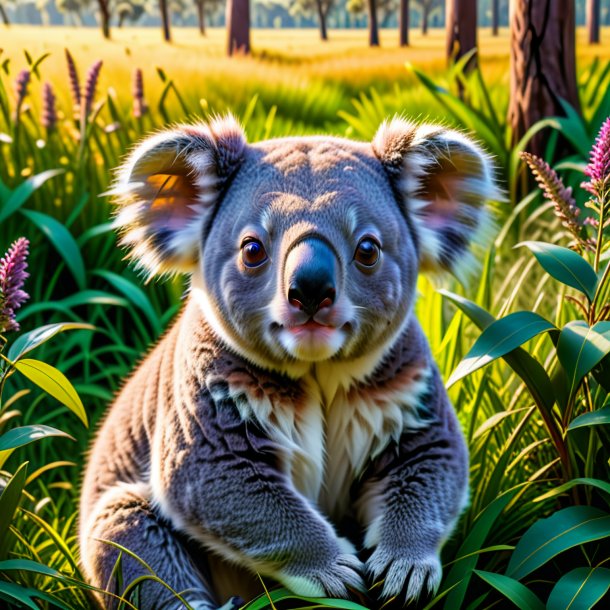 Pic d'un repos d'un koala dans la prairie