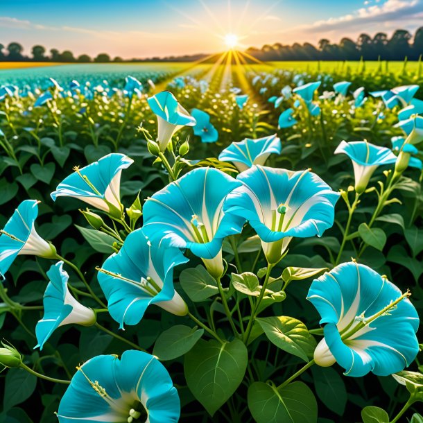 "imagery of a cyan bindweed, field"