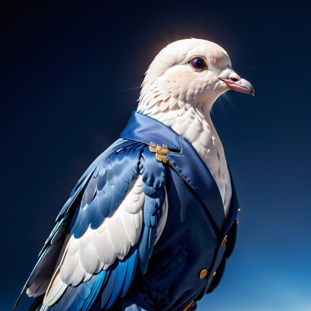 Image of a dove in a blue jacket