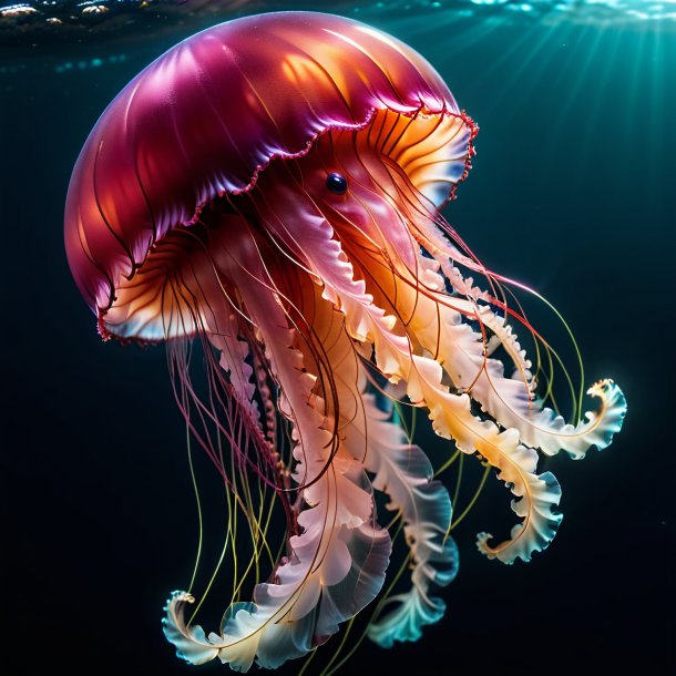 Image of a maroon drinking jellyfish