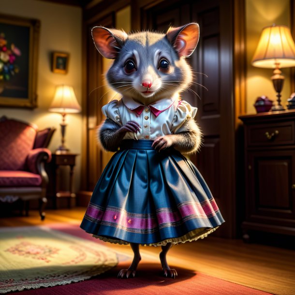 Pic of a possum in a skirt in the house