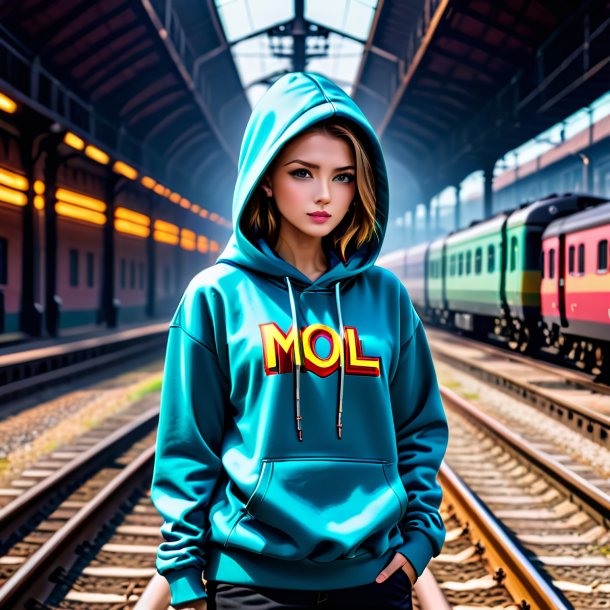 Image of a mol in a hoodie on the railway tracks