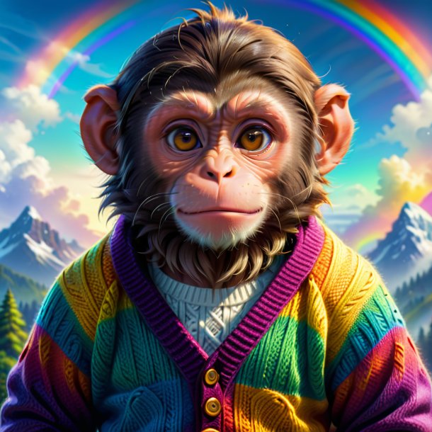 Photo d'un singe dans un pull sur l'arc-en-ciel