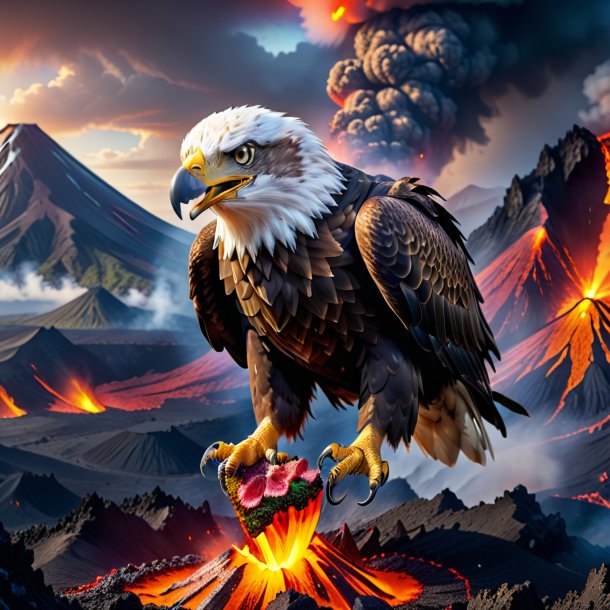 Image of a eating of a eagle in the volcano