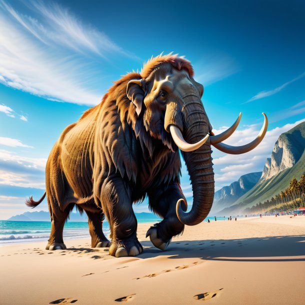 Photo of a threatening of a mammoth on the beach