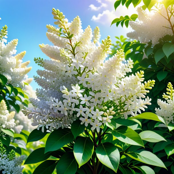 "illustration of a white lilac, white"