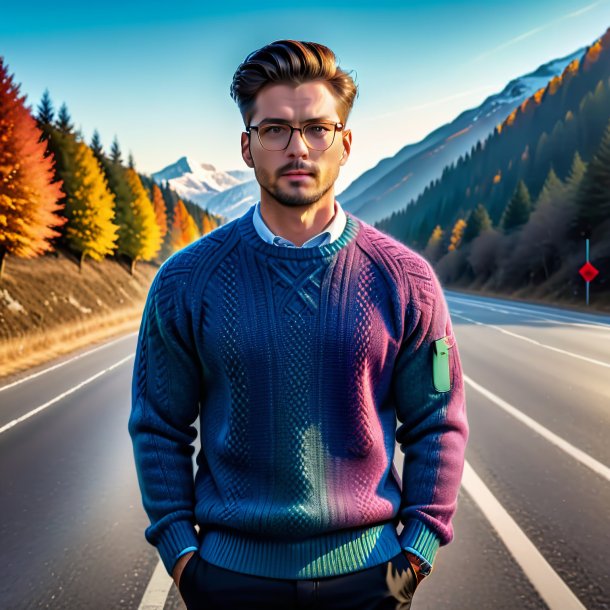 Image of a mol in a sweater on the road