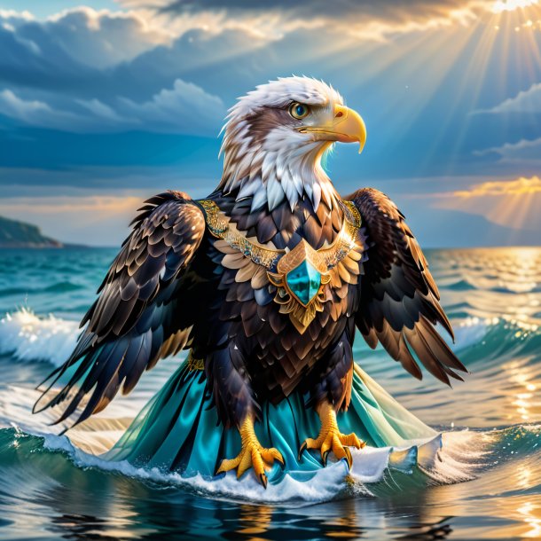 Image of a eagle in a dress in the sea