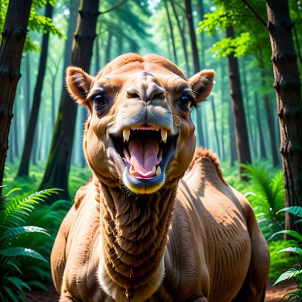 Imagen de una sonrisa de un camello en el bosque