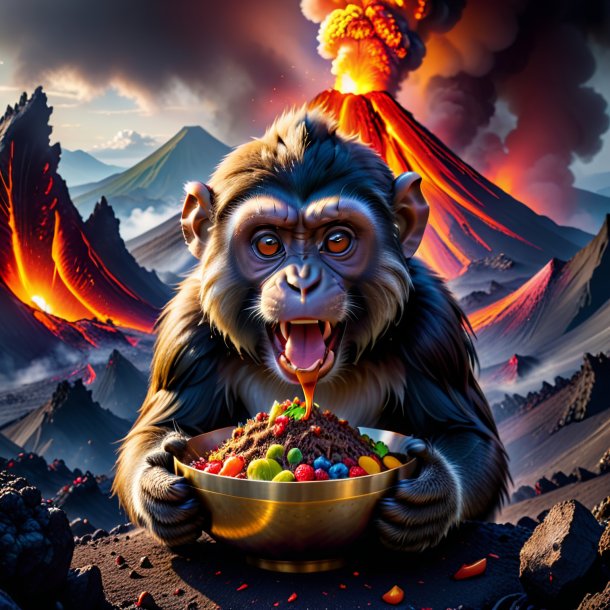 Pic of a eating of a monkey in the volcano