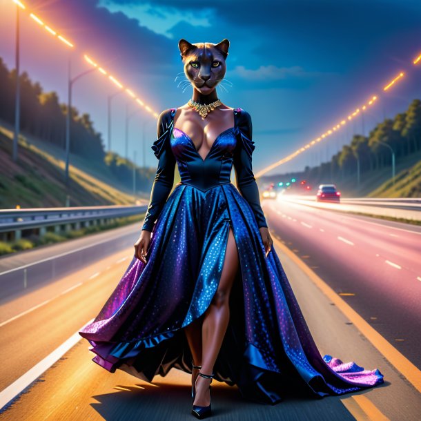 Picture of a panther in a dress on the highway